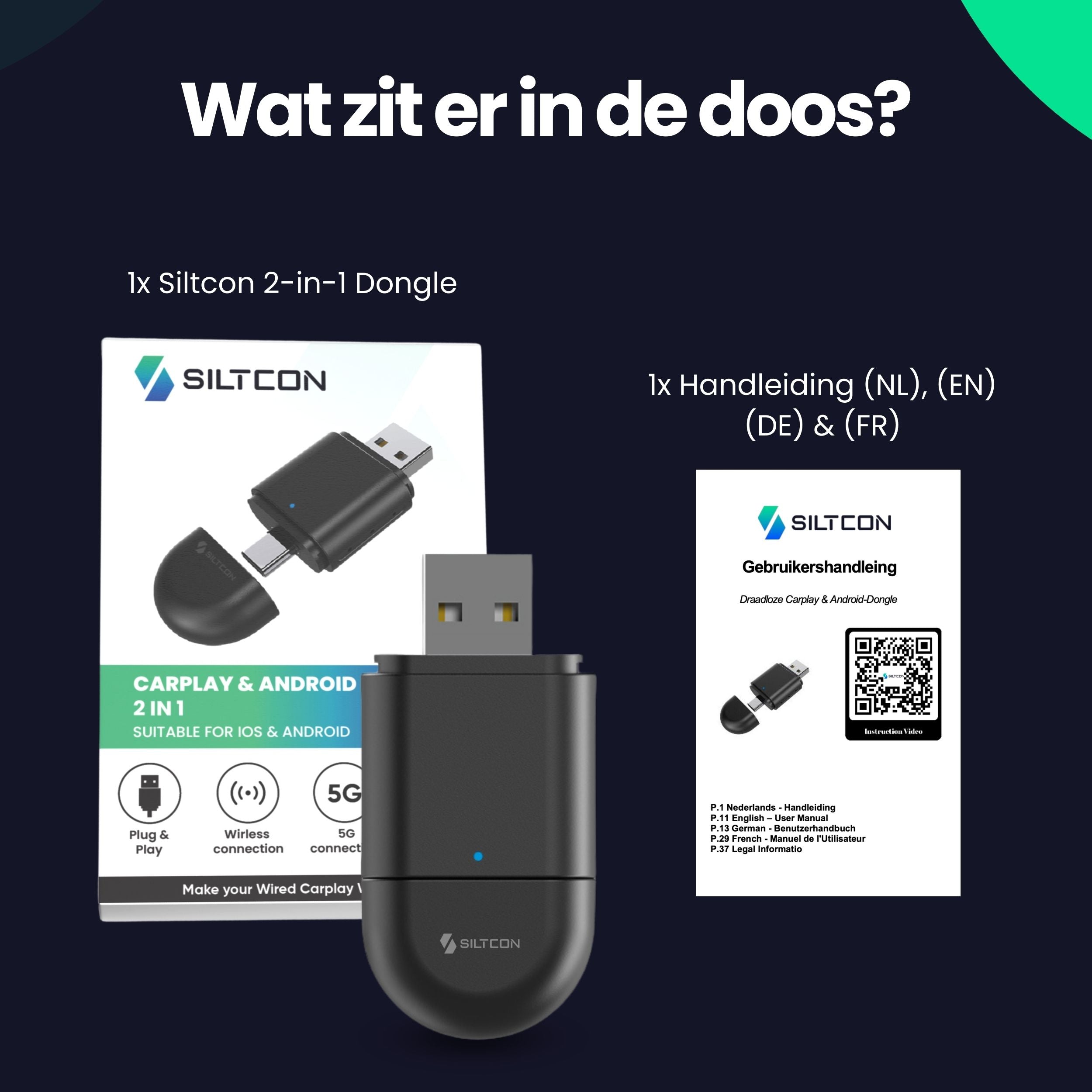 Siltcon Carplay Dongle – Android Auto - 2-in-1 - Siltcon