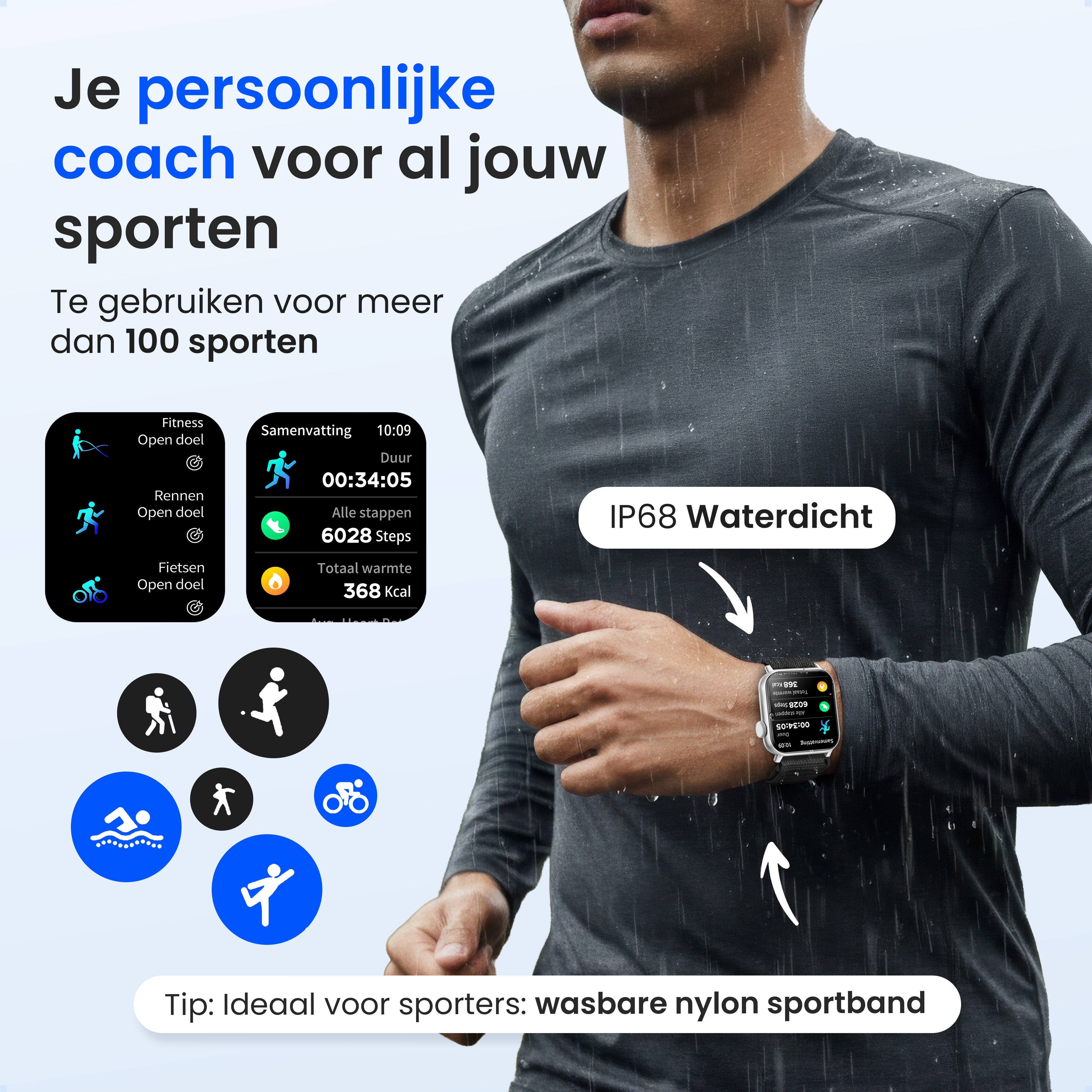 Siltcon Smartwatch Heren & Dames Pro - Zilver