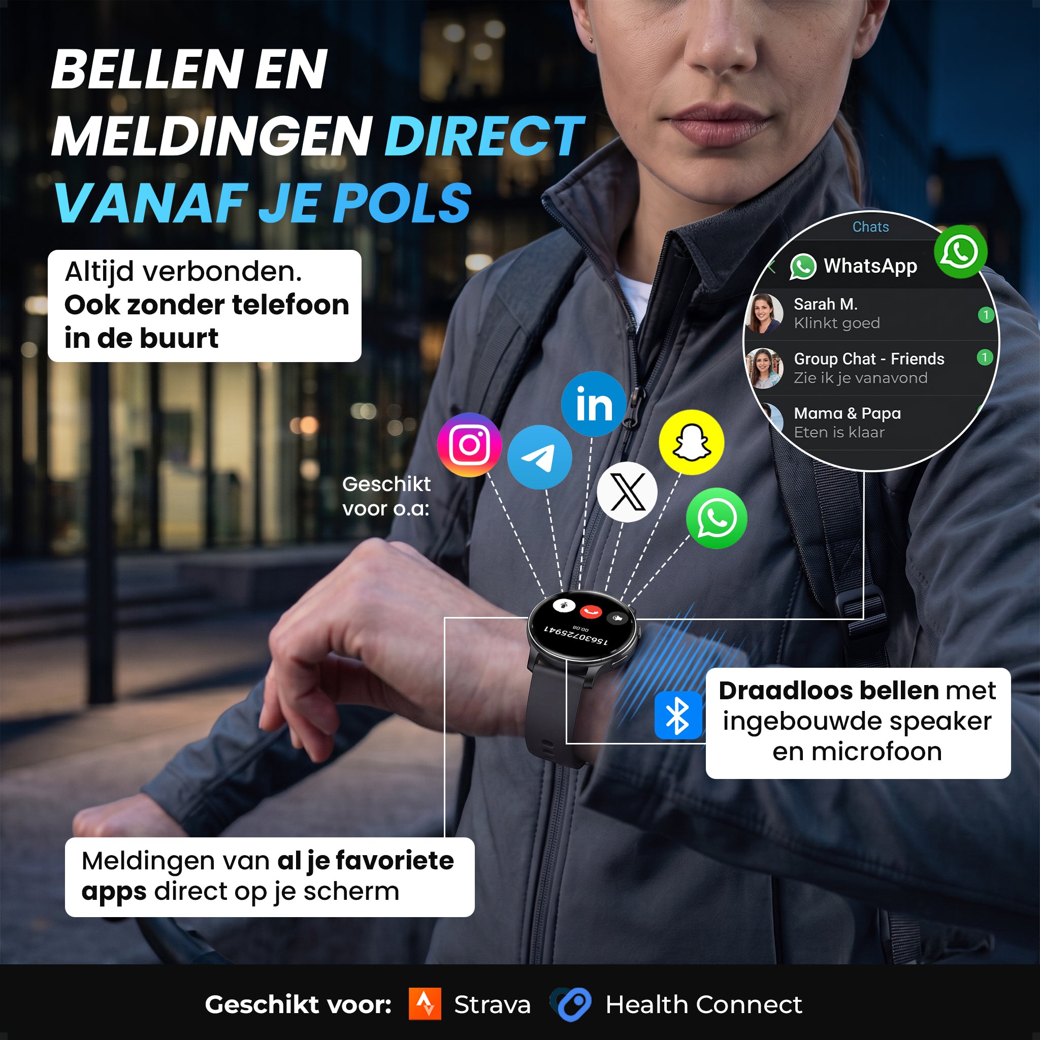 Siltcon® FitTrack Pro Smartwatch dames & heren