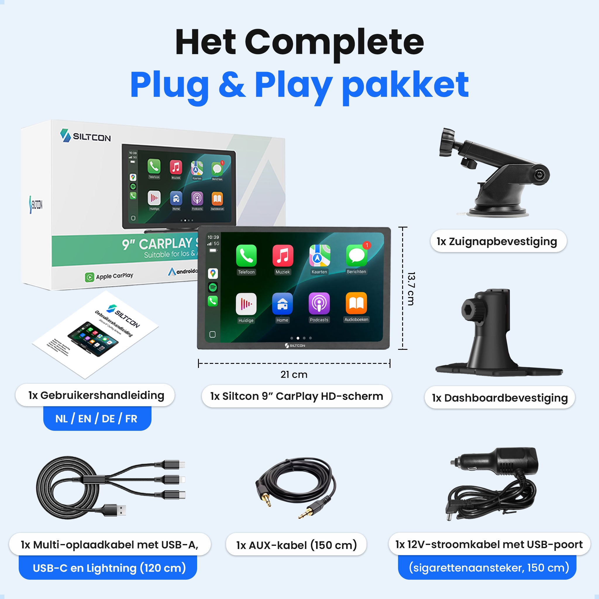 Siltcon® Geeignet für Carplay Bildschirm 9 Zoll