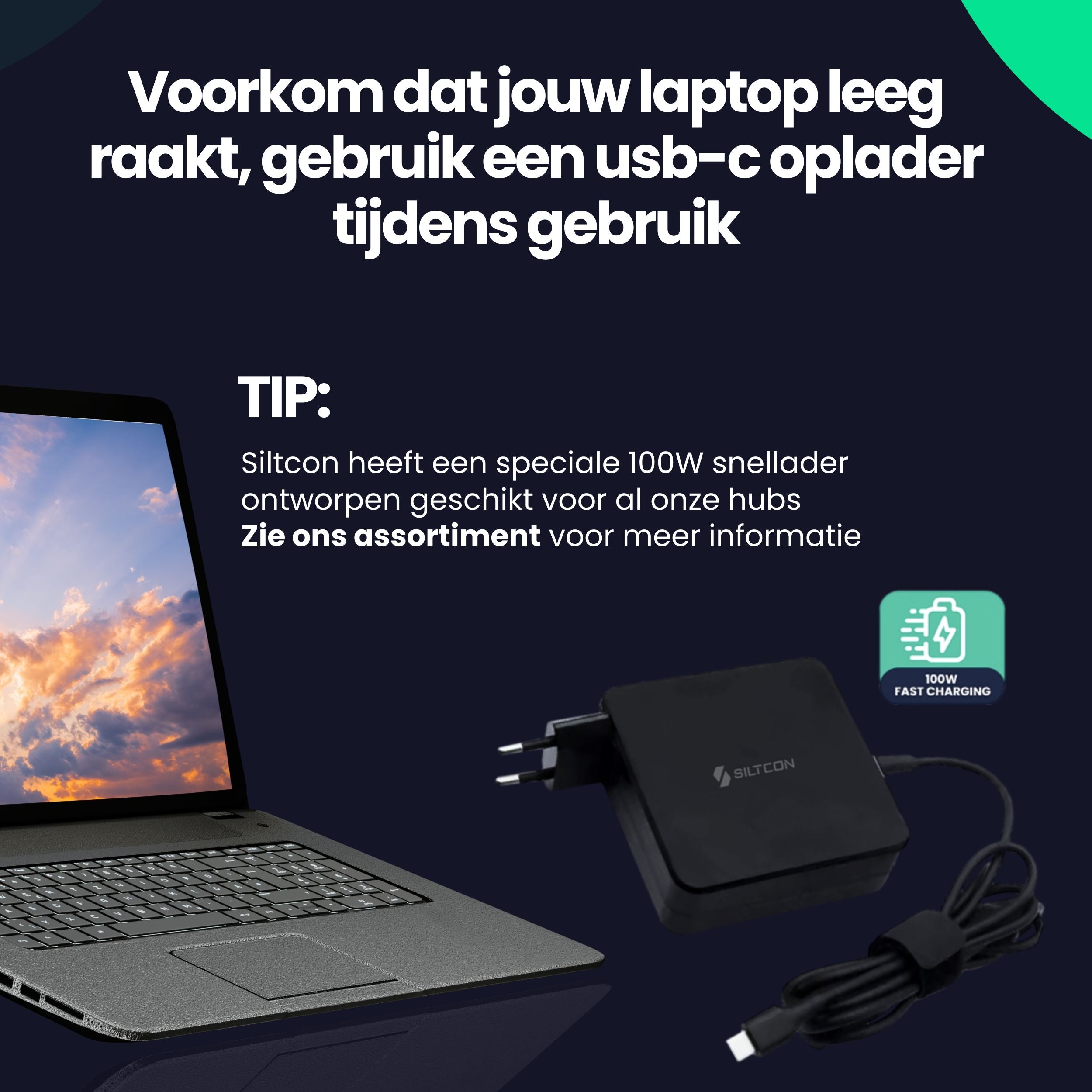 Siltcon® 13 in 1 USB C Hub - Docking Station Laptop + 100W