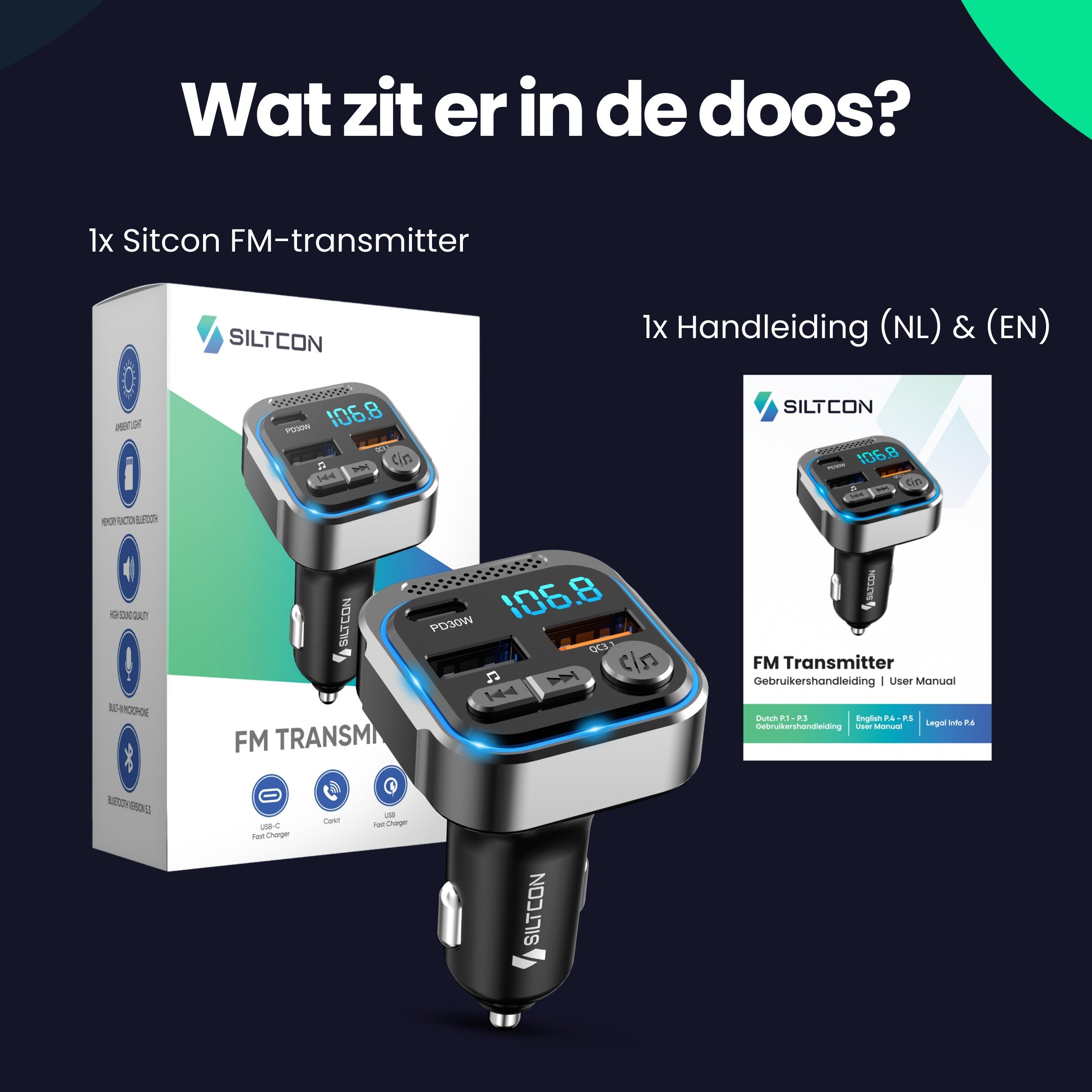 Siltcon Bluetooth FM Transmitter Auto - Siltcon