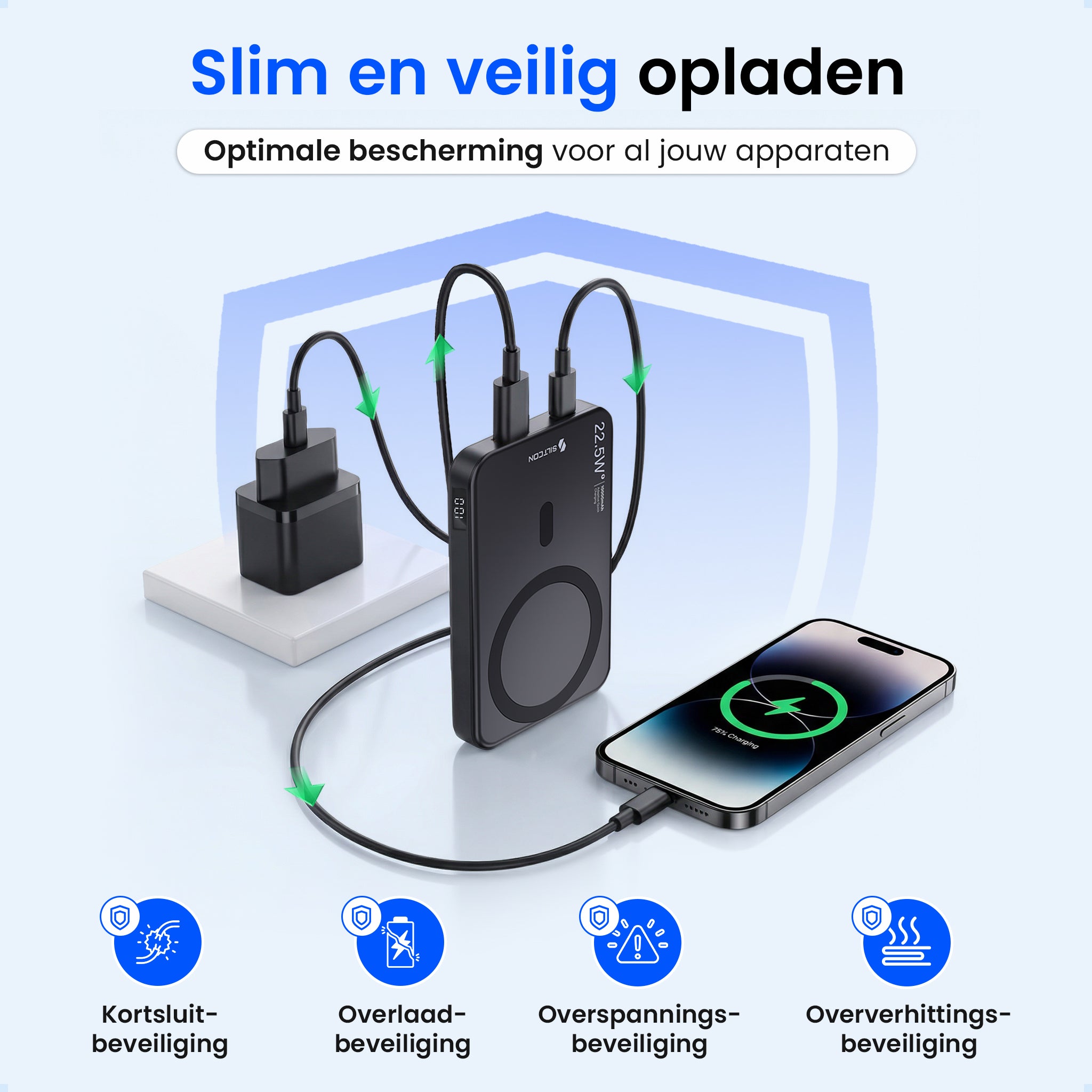 Siltcon® Kabellose Powerbank 10000 mAh