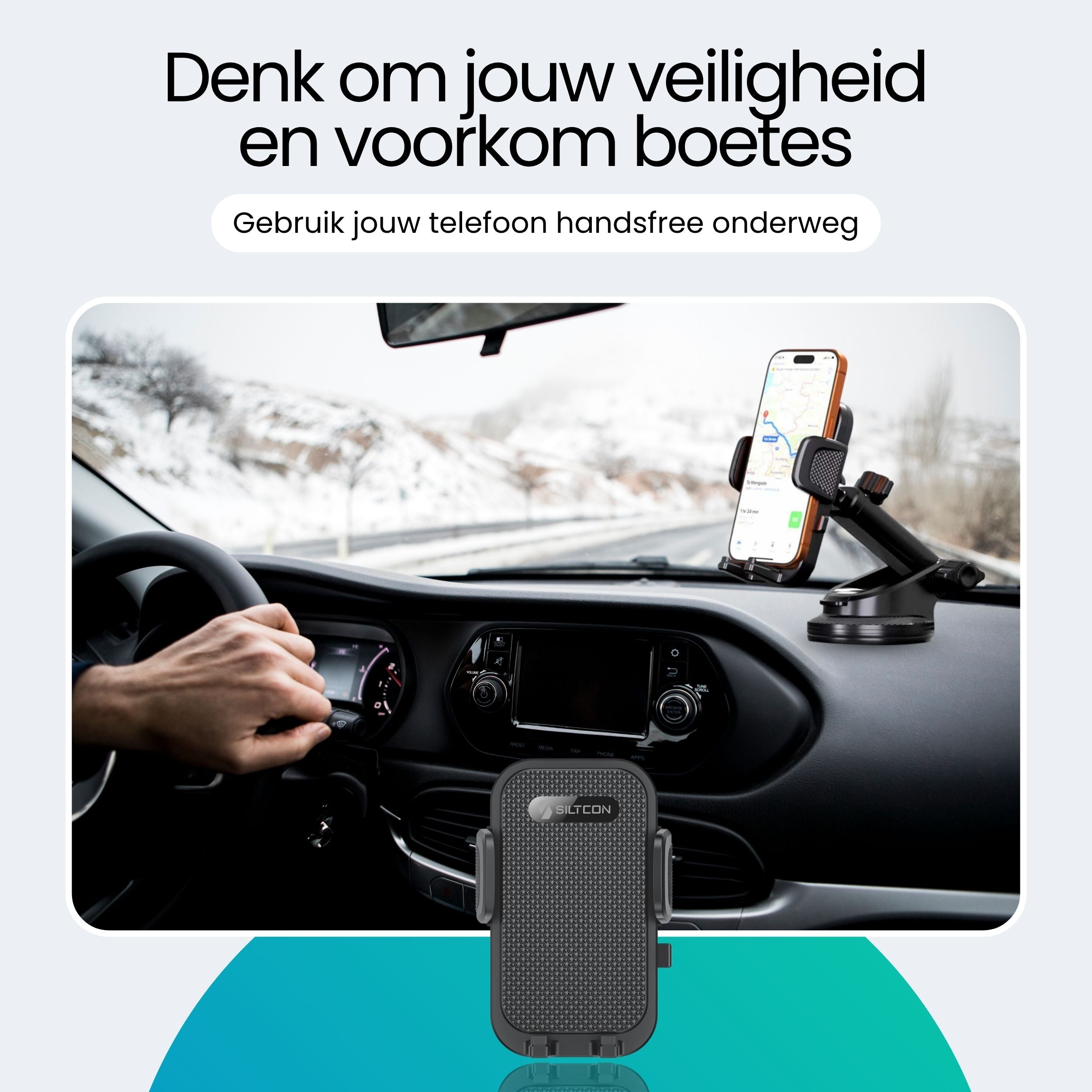 Siltcon Universele Telefoonhouder Auto – Zuignap Bevestiging & 360° Draaibaar - Siltcon