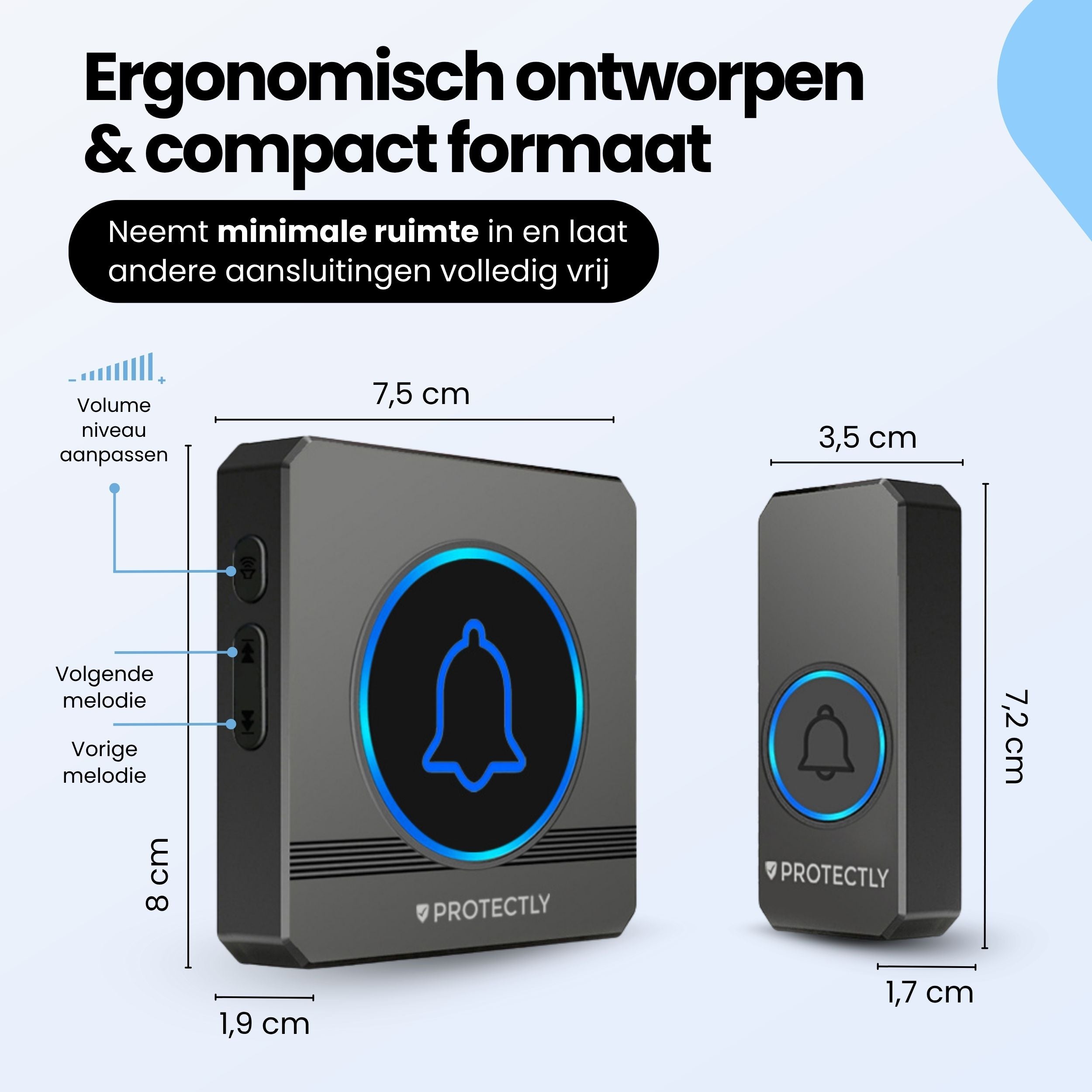 Protectly Draadloze Deurbel met 2 Ontvangers & LED-indicatie - Siltcon