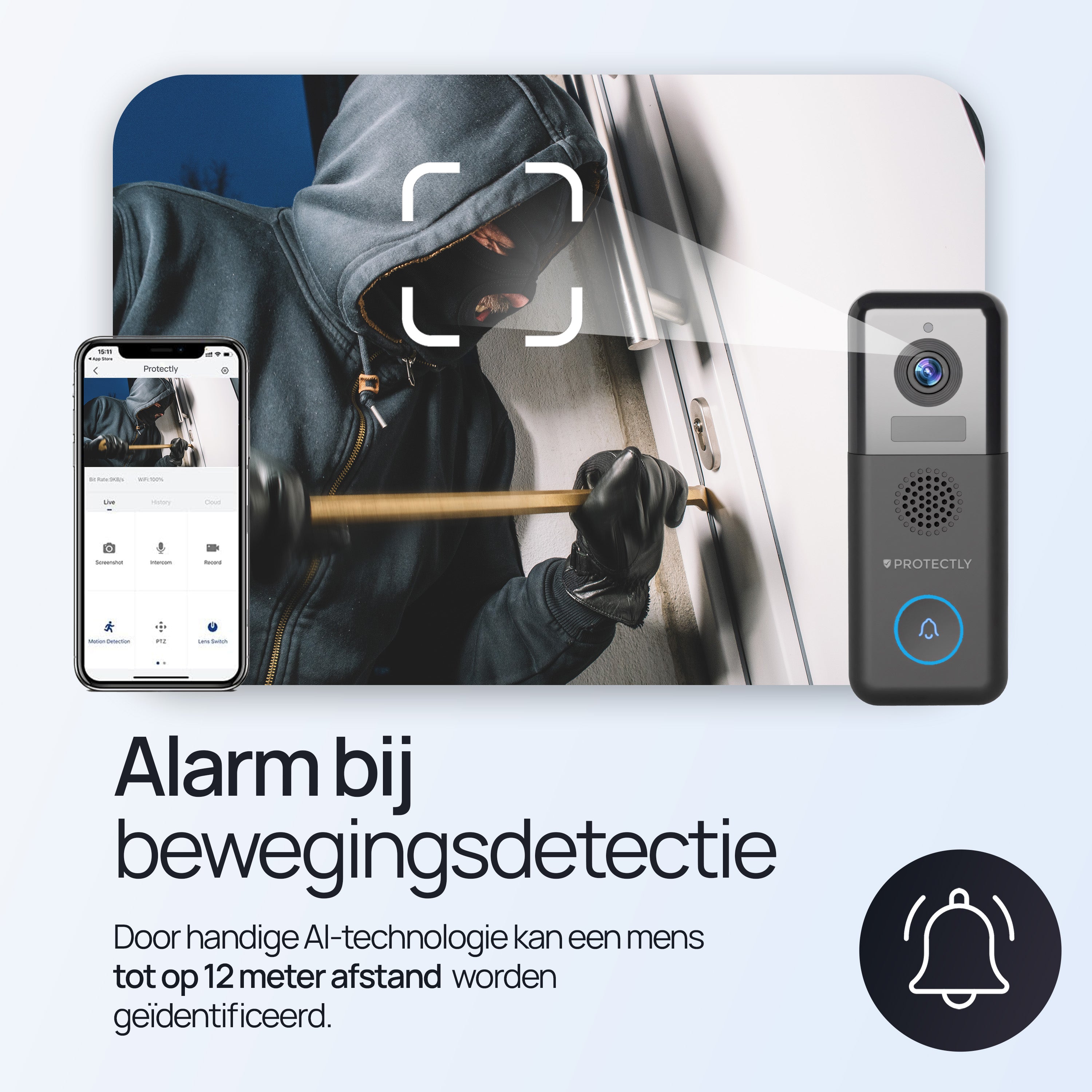 Protectly® Video-Türklingel Kabellos & Verkabelt 2K