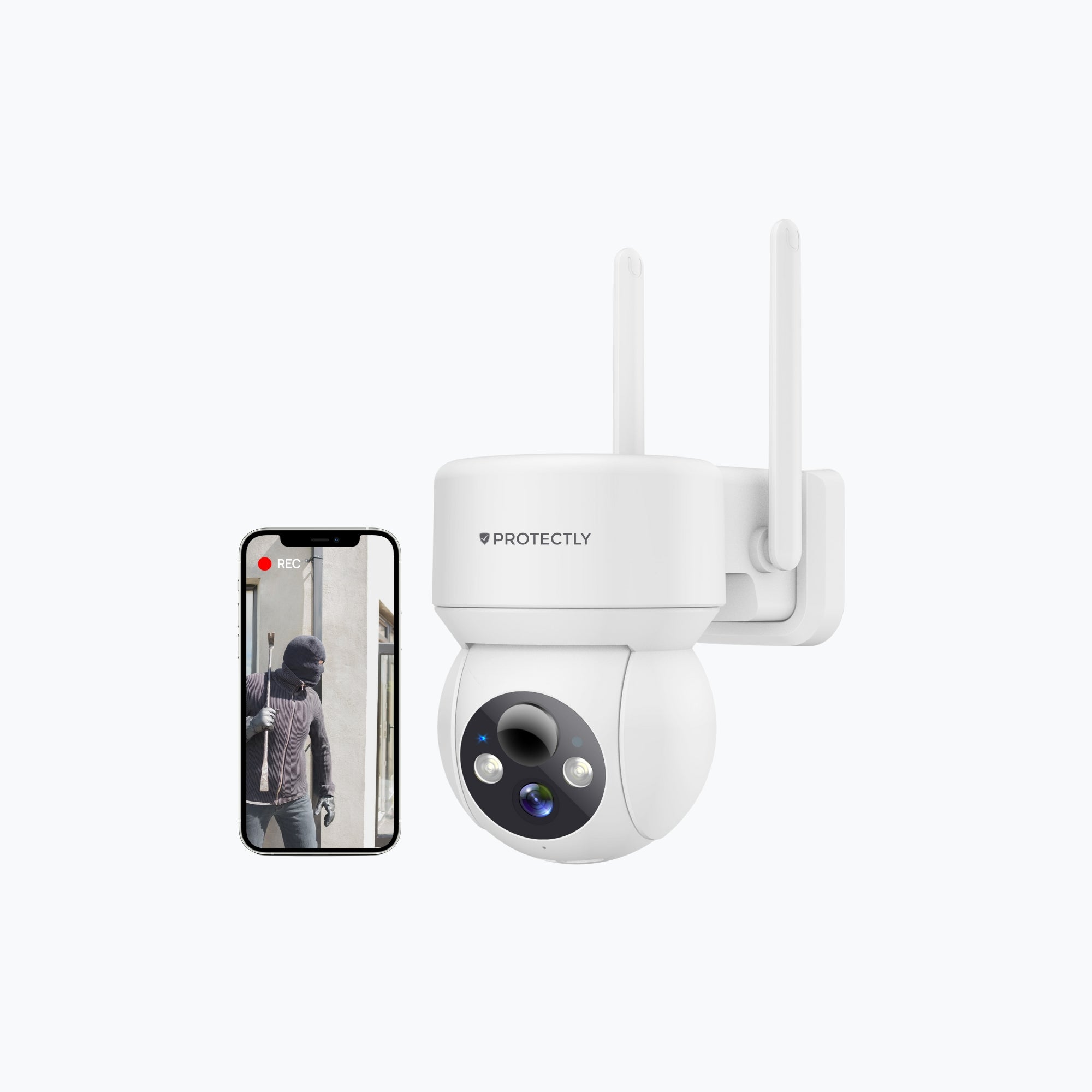 Protectly – Draadloze Beveiligingscamera Wit – 2K Nachtzicht & Appbediening - Siltcon