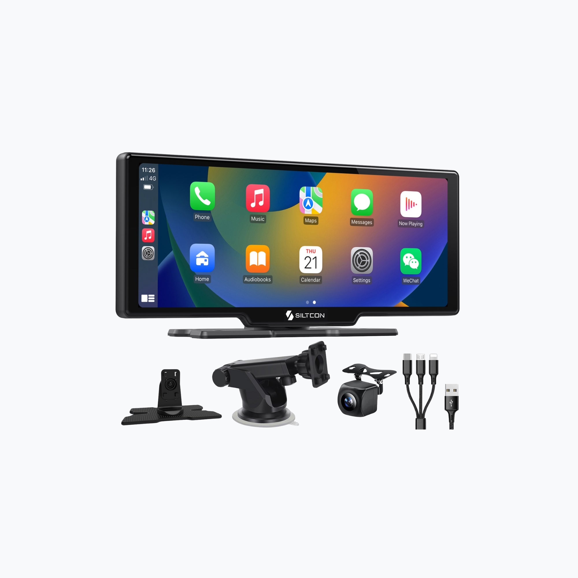 Siltcon 10.26” CarPlay Scherm – Draadloos voor iOS & Android - Siltcon
