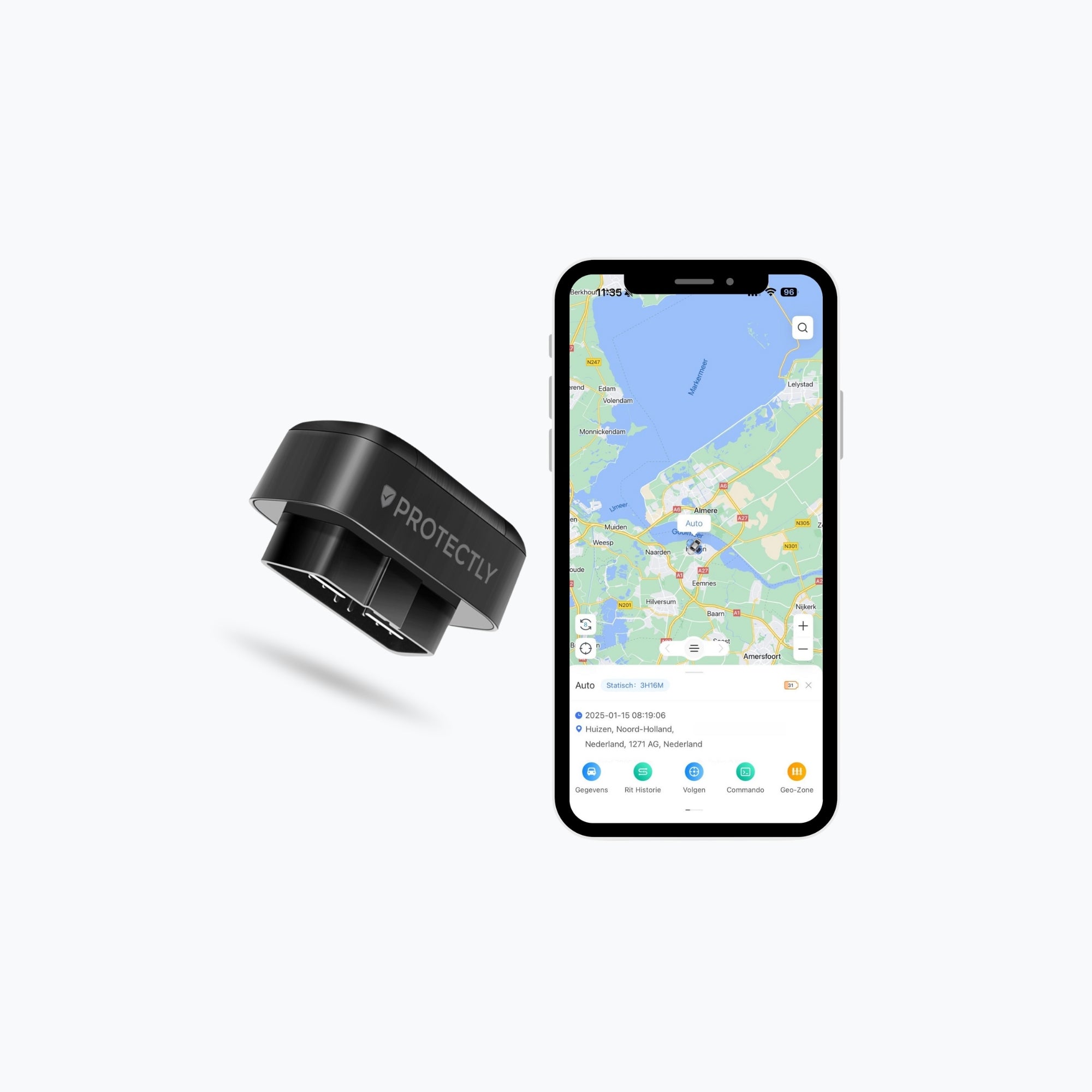 Protectly OBD GPS Tracker – Zonder Abonnement – 4G Tracking Auto - Siltcon