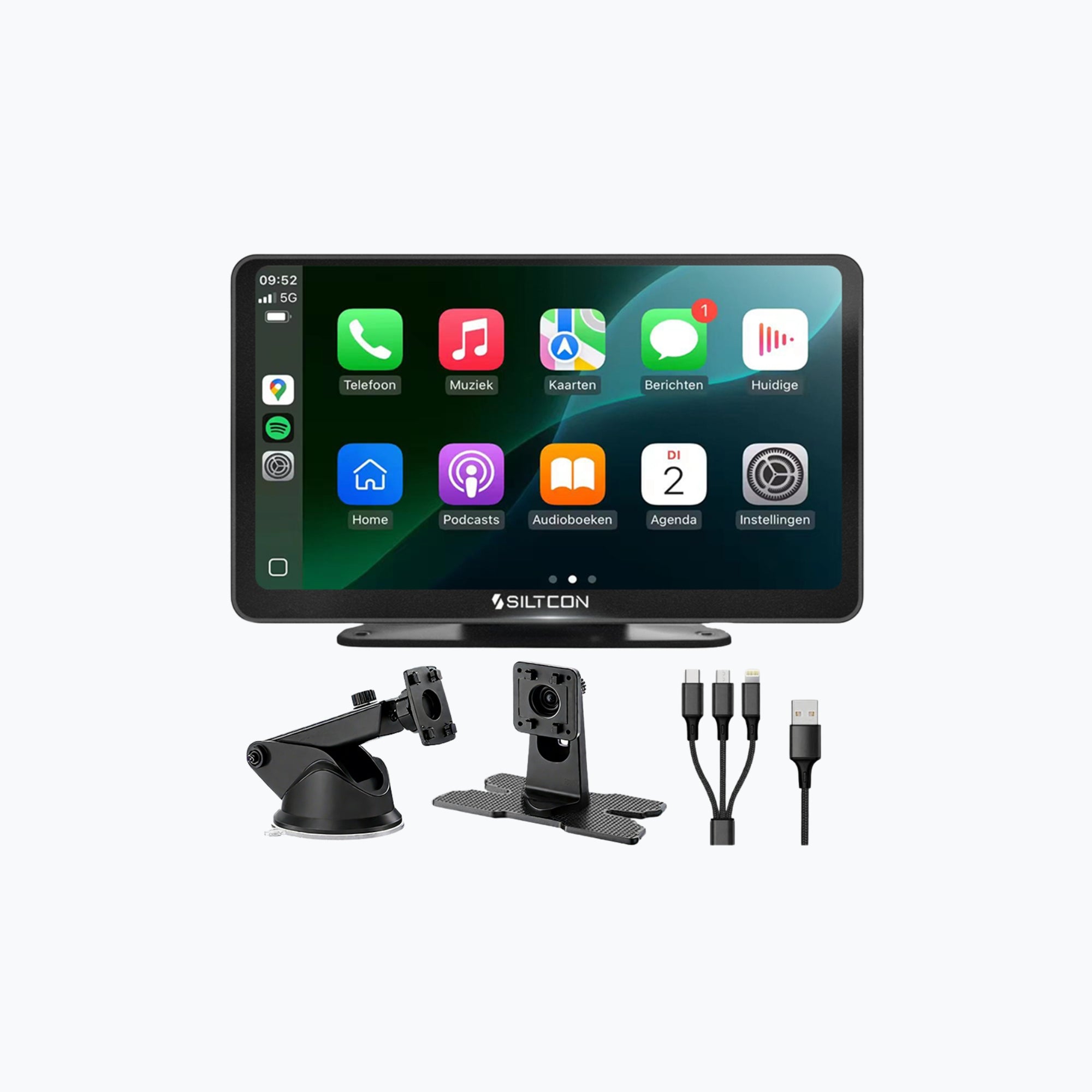 Siltcon CarPlay Scherm 7 Inch – Geschikt voor Apple & Android – Draadloos gebruik - Siltcon