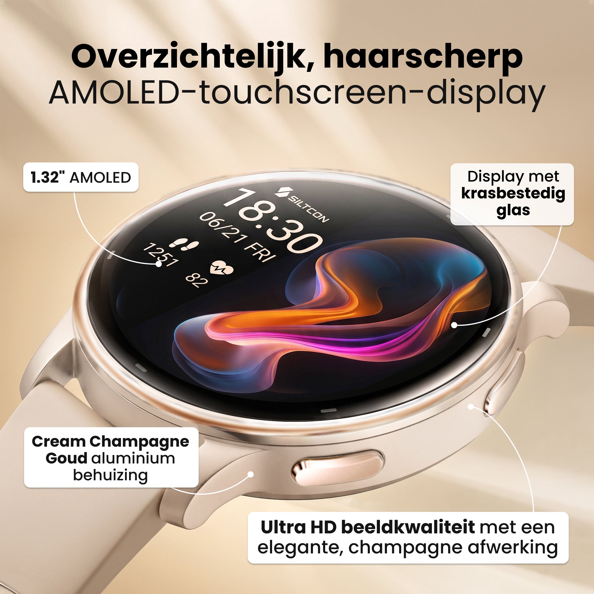 Siltcon® Auréa 2 Smartwatch dames - Champagne
