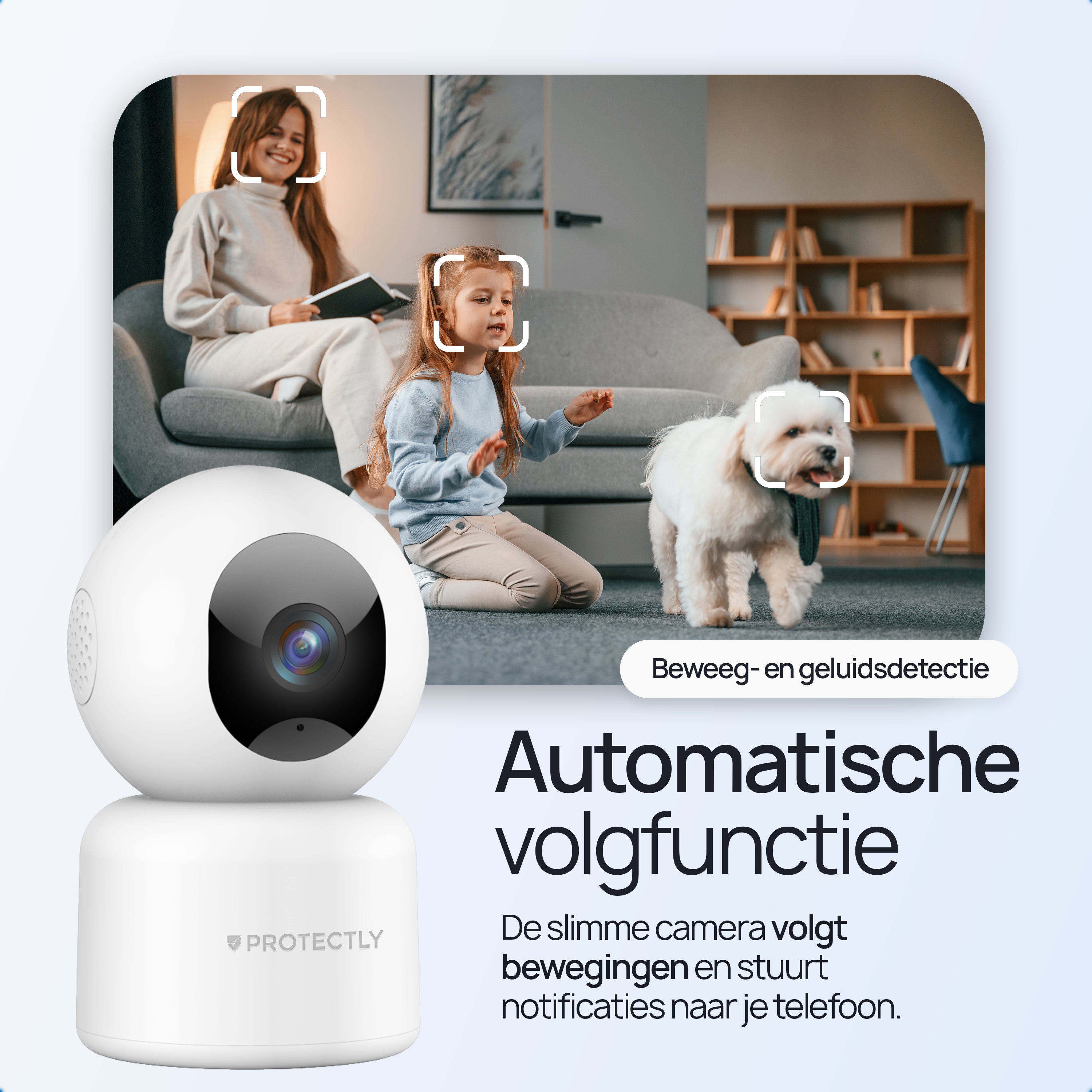 Protectly Beveiligingscamera Binnen – 2K Camera Baby & Huisdier - Siltcon