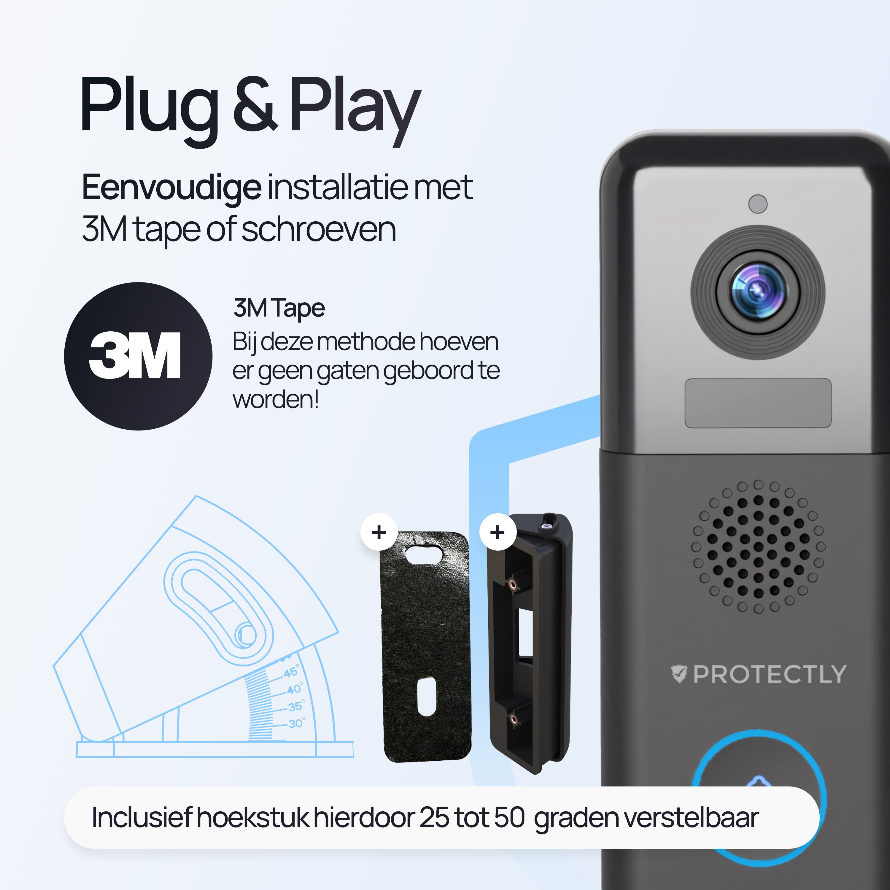 Protectly® Video-Türklingel Kabellos & Verkabelt 2K