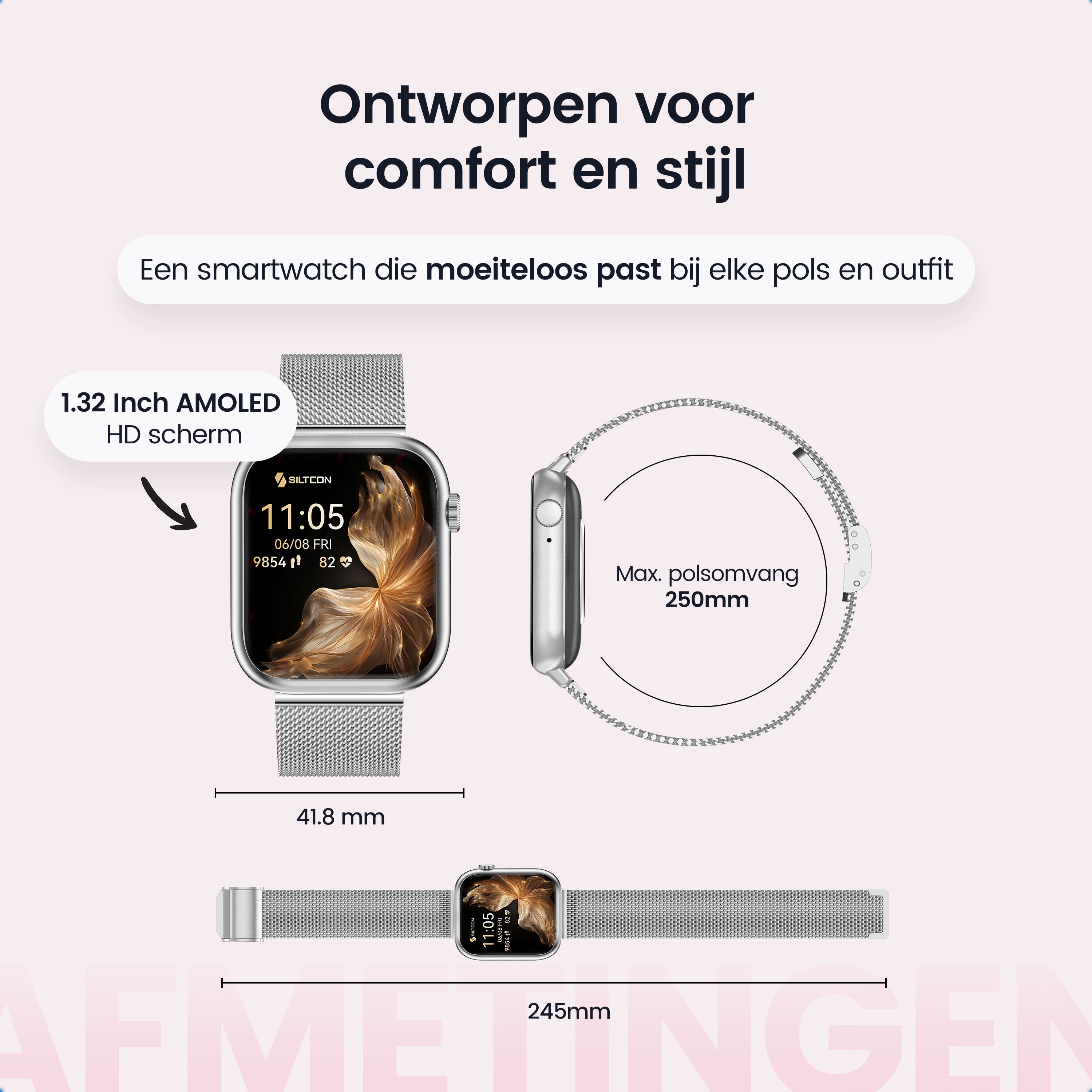Siltcon Seréa Smartwatch Dames - Zilver
