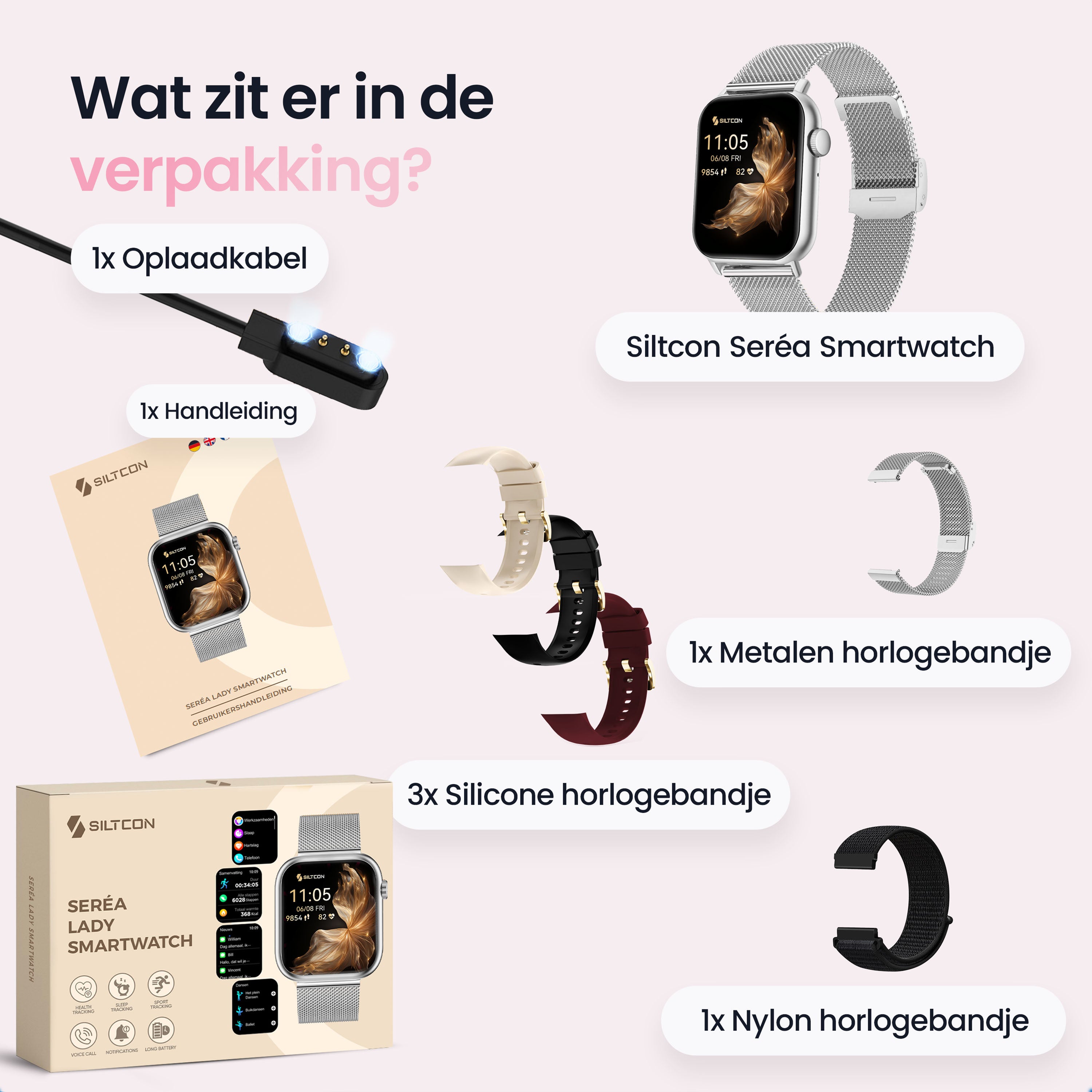 Siltcon Seréa Smartwatch Dames - Zilver