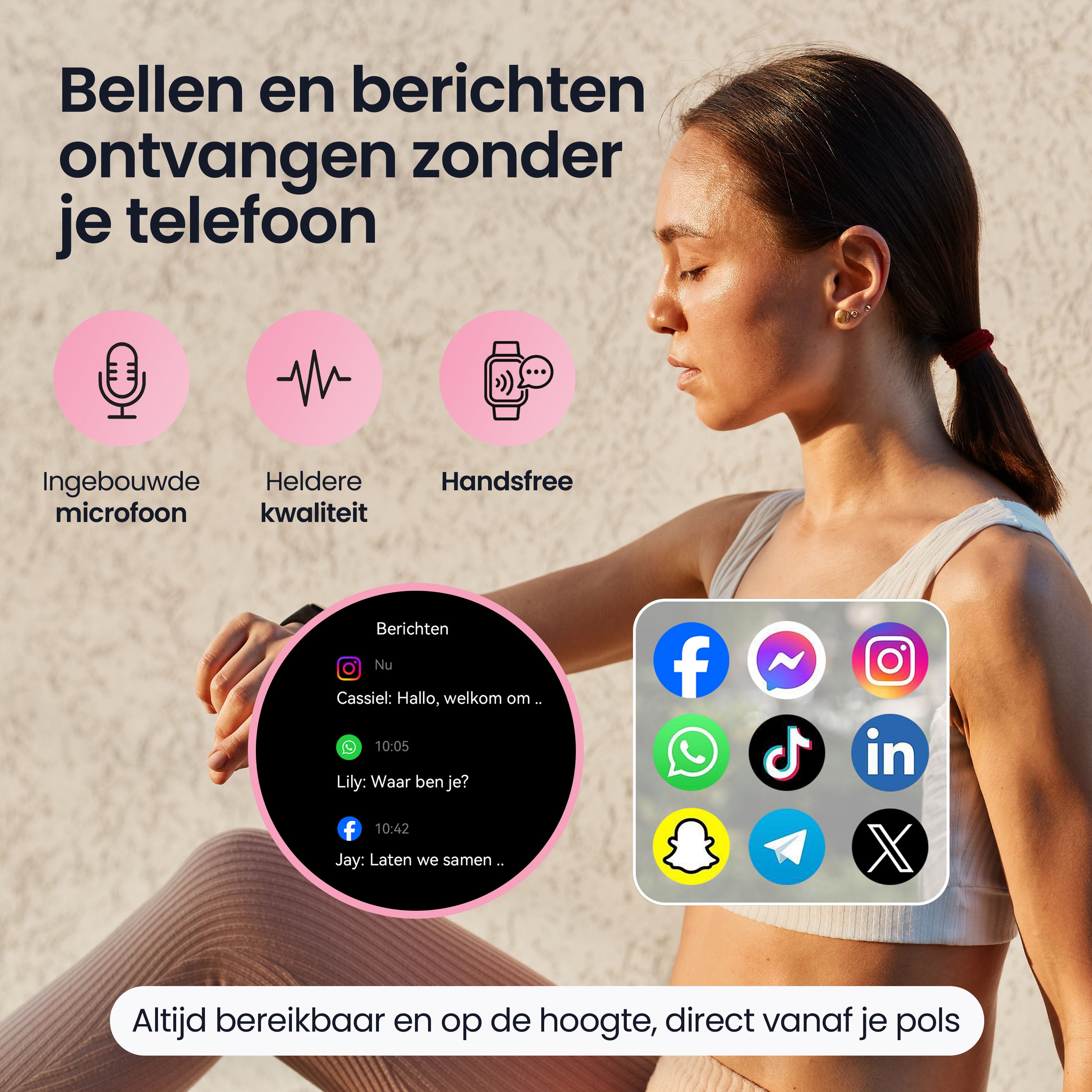 Siltcon Auréa Smartwatch Dames Zilver – Incl. 5 bandjes - Siltcon