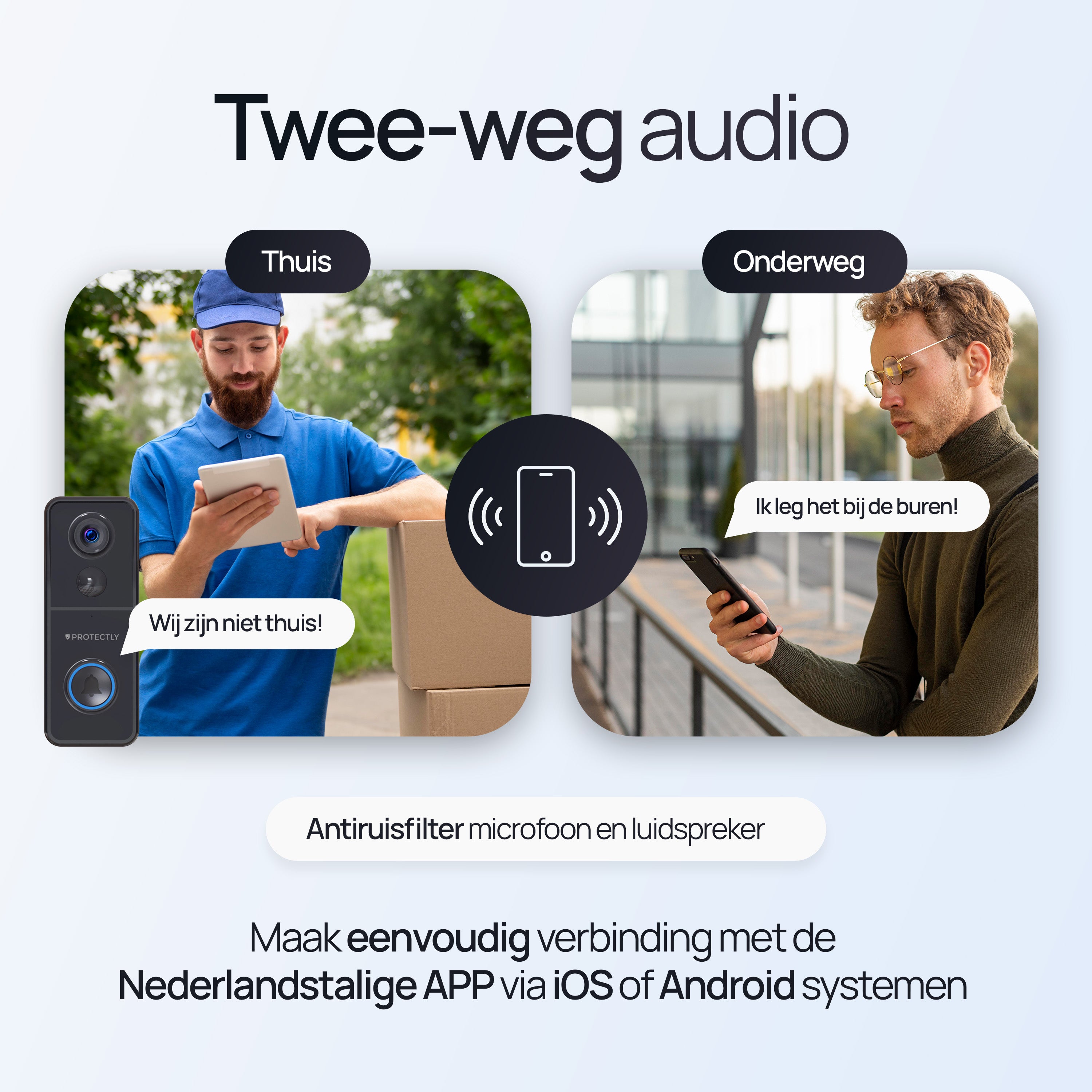 Protectly® Slimme Draadloze Video Deurbel 4K Beeldkwaliteit - Siltcon