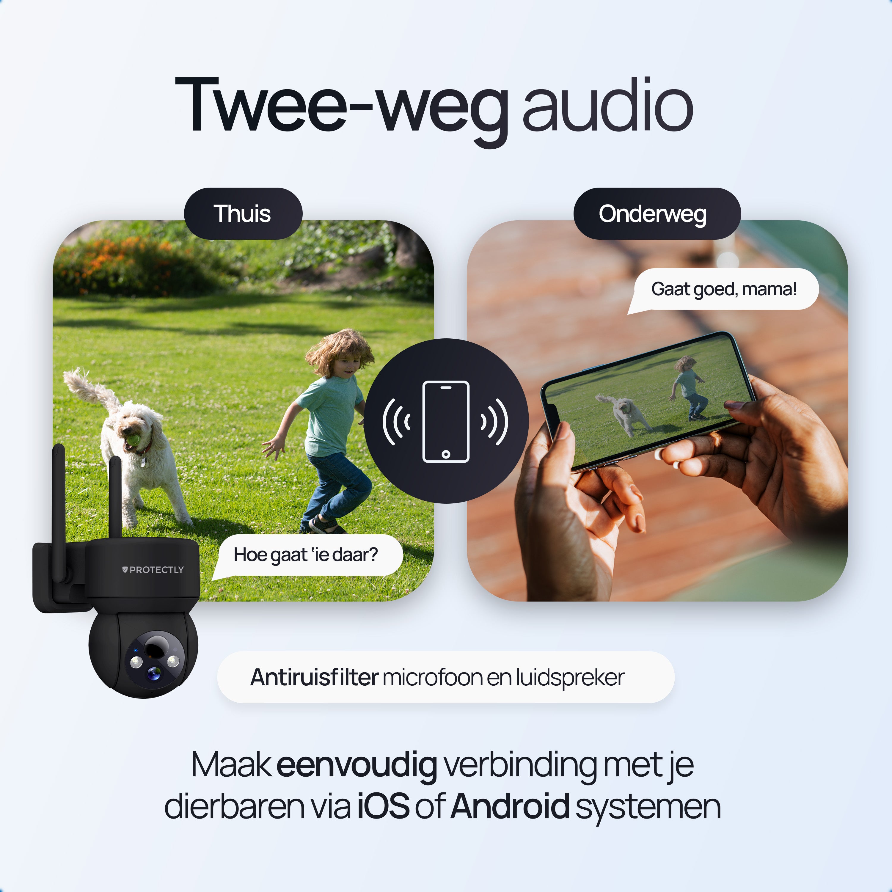 Protectly – Draadloze Beveiligingscamera Zwart – 2K Nachtzicht & Appbediening - Siltcon