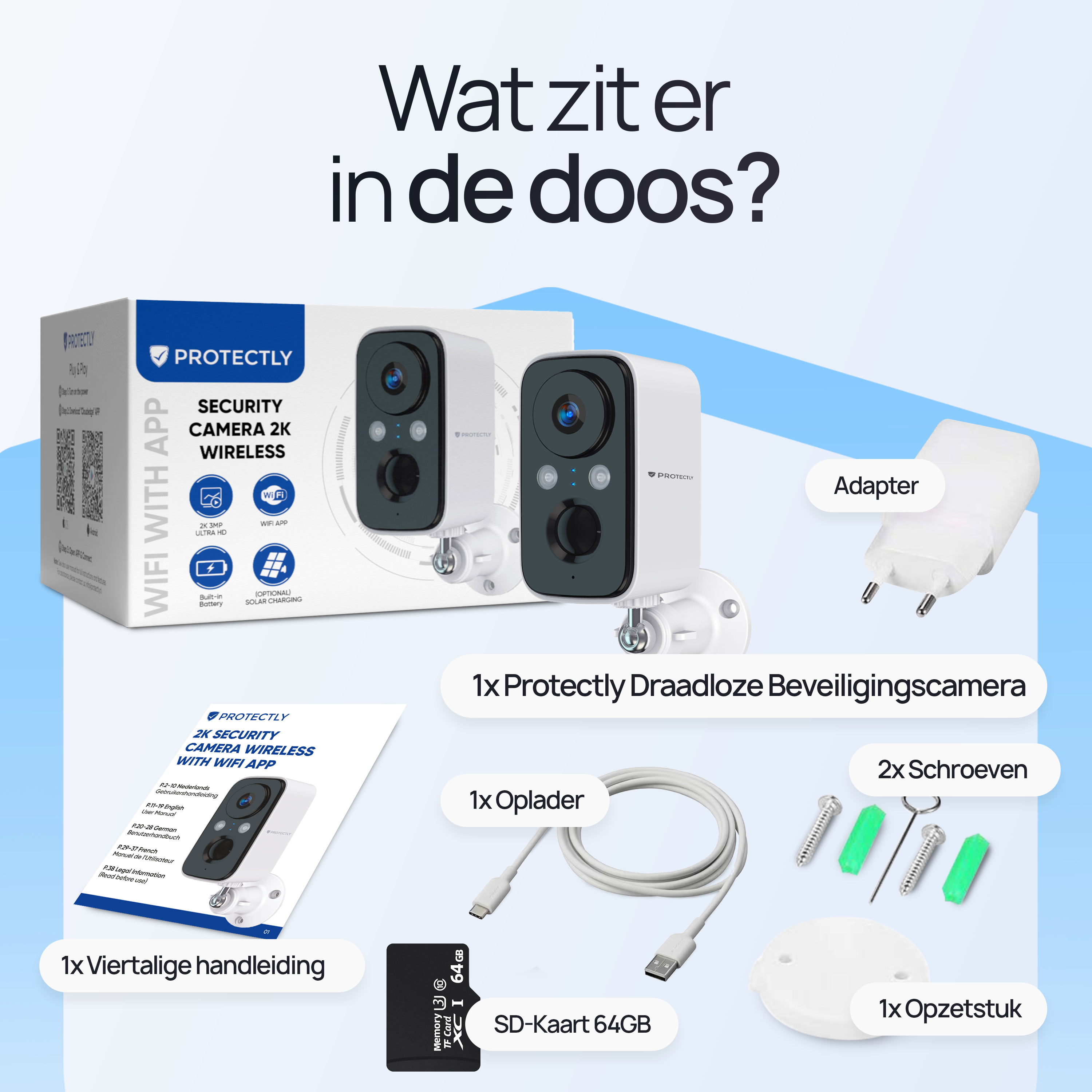 Protectly Beveiligingscamera Draadloos – 2K - Siltcon