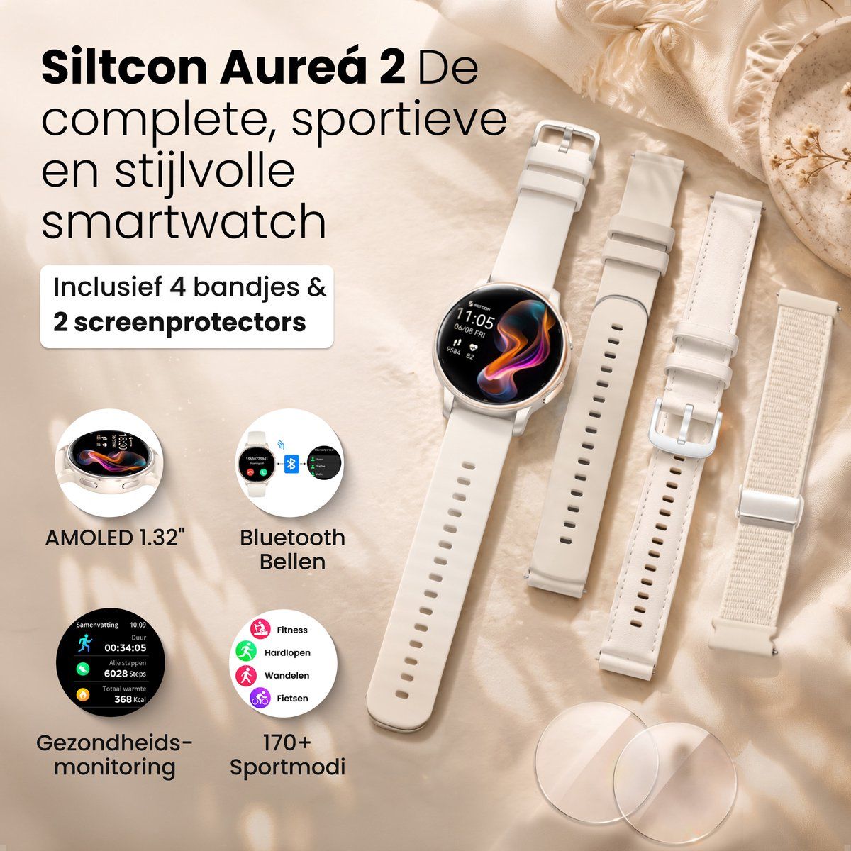 Siltcon® Auréa 2 Smartwatch für Damen - Champagner