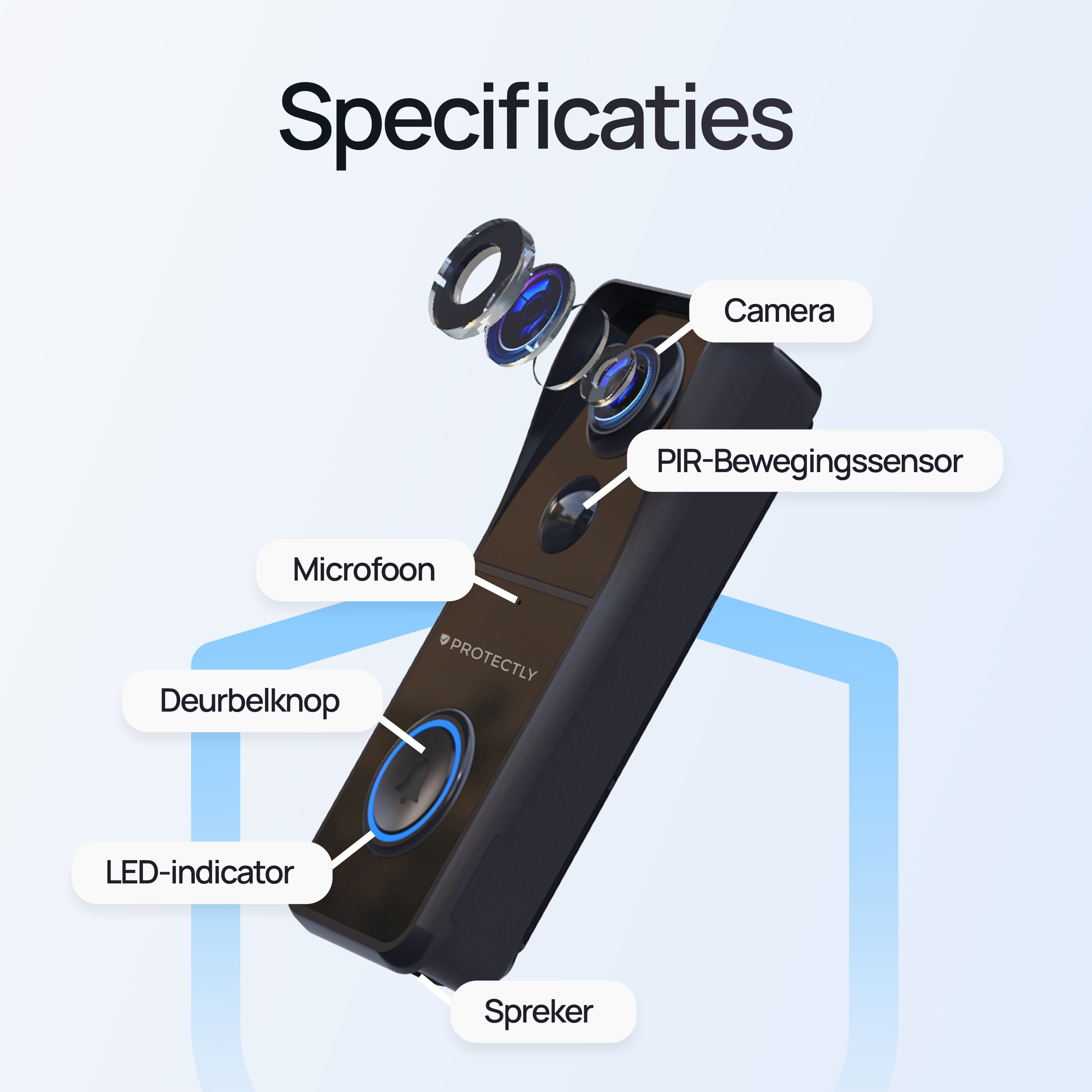 Protectly® Slimme Draadloze Video Deurbel 4K Beeldkwaliteit - Siltcon