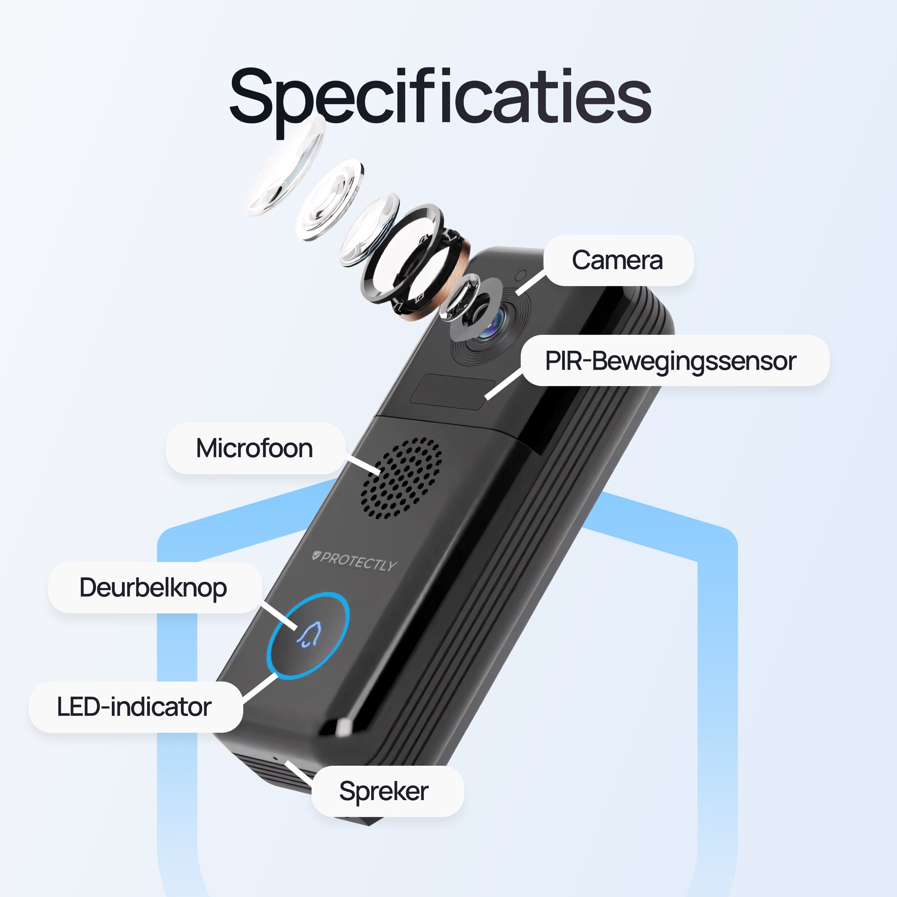 Protectly® Video-Türklingel Kabellos & Verkabelt 2K