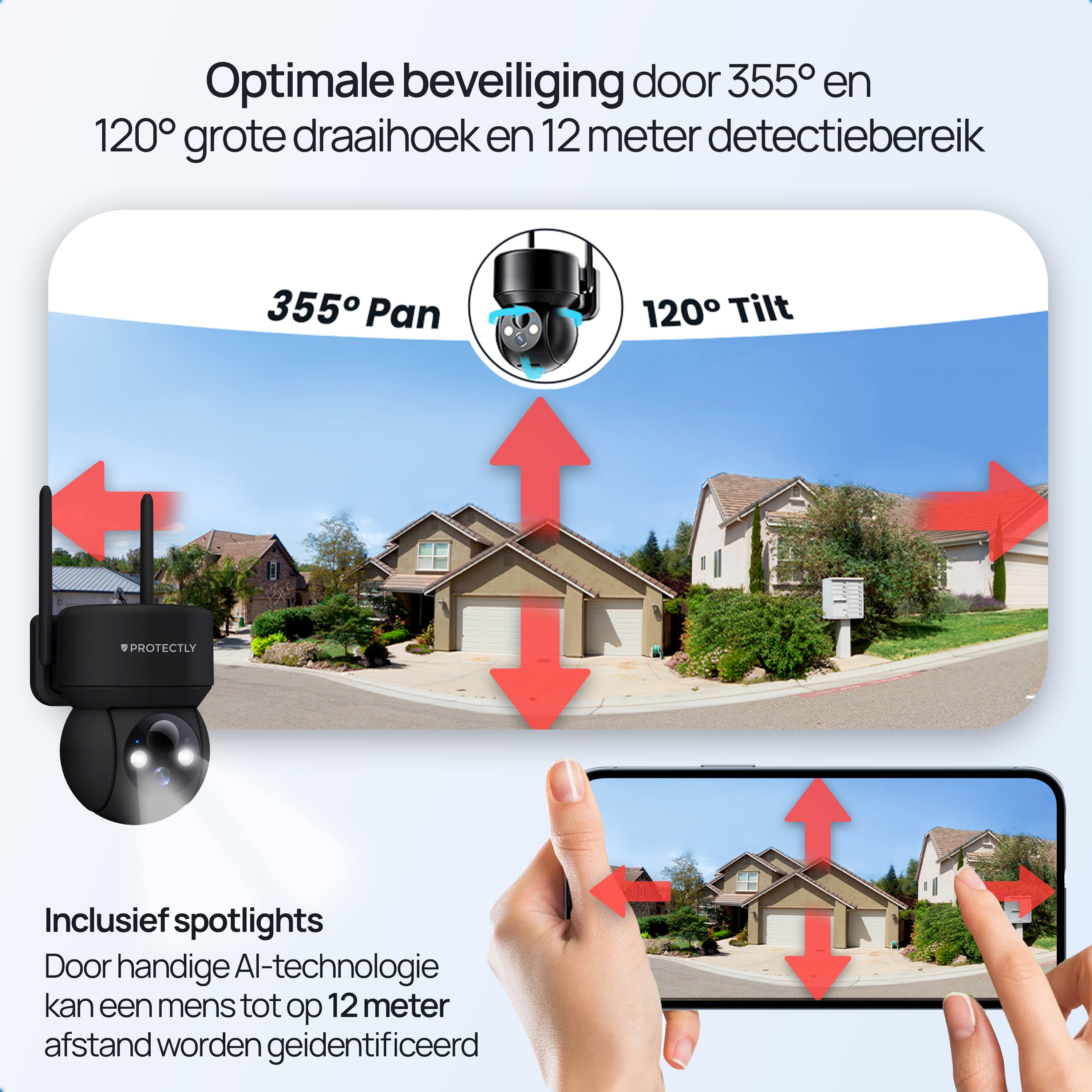 Protectly Buitencamera met Zonnepaneel - 3K Ultra HD - Siltcon