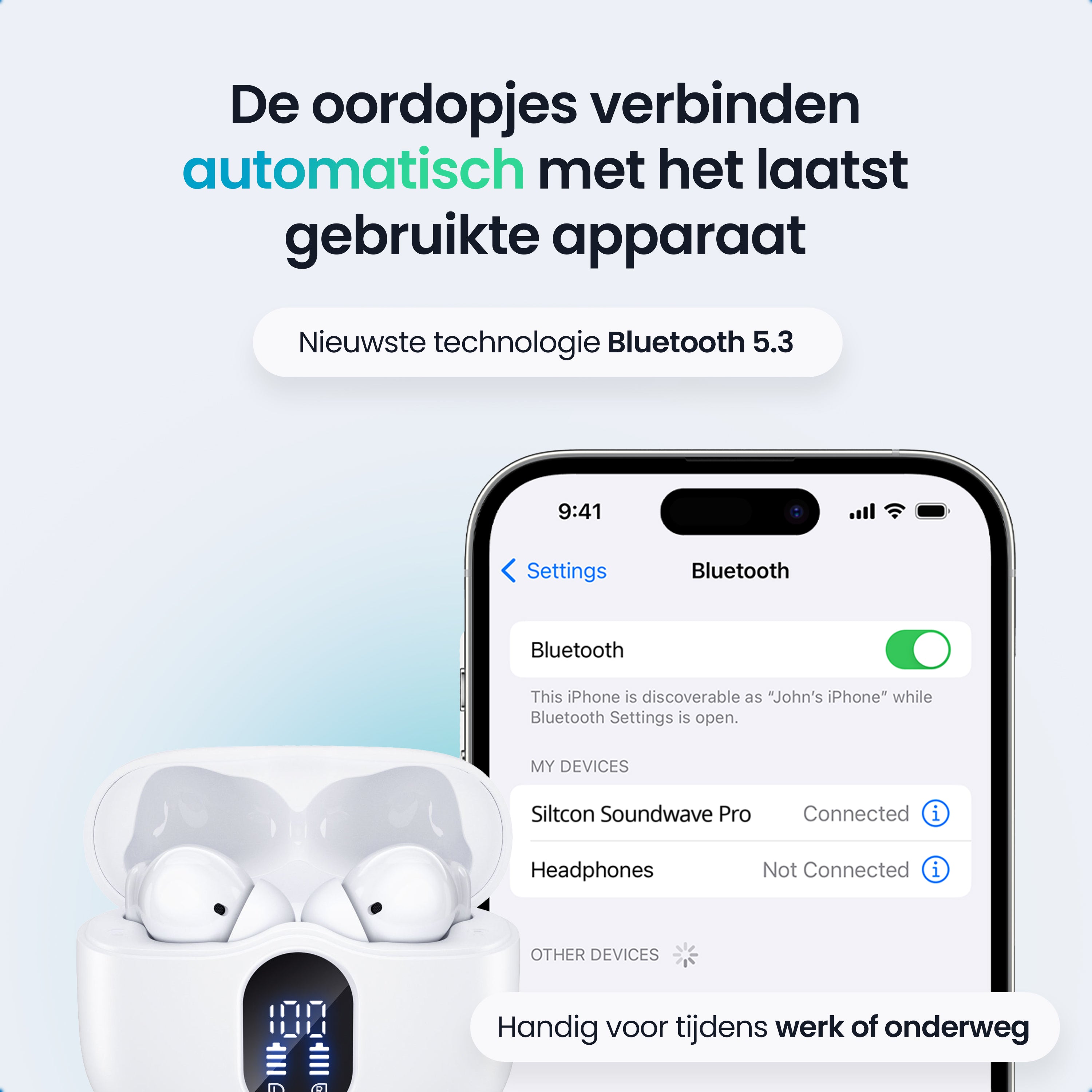 Siltcon SoundWave Pro 1 – Draadloze Oordopjes - Android & Iphone - Siltcon