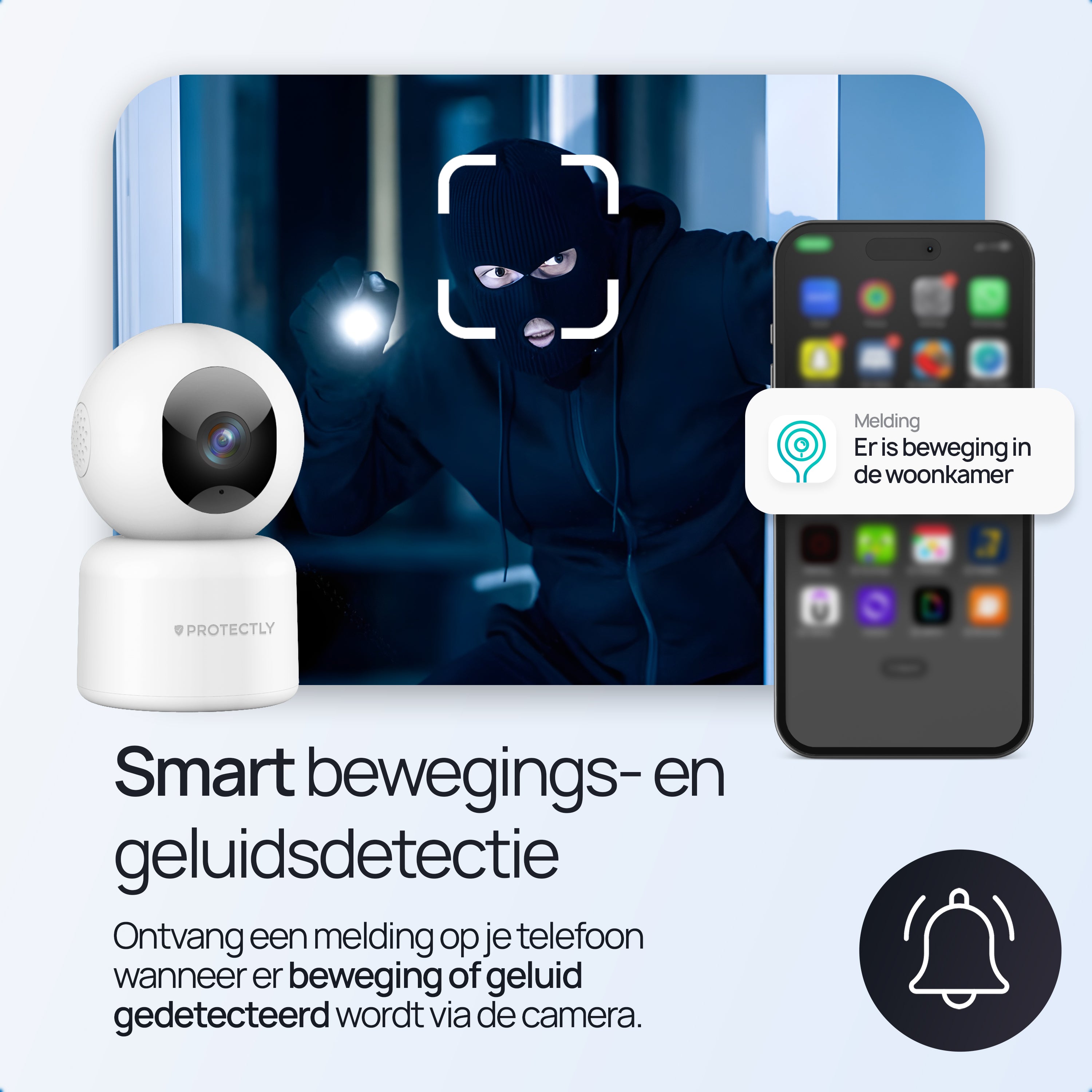 Protectly Beveiligingscamera Binnen – 2K Camera Baby & Huisdier - Siltcon